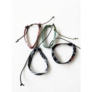 Set of 4 Keffiyeh Style Woven Friendship Bracelets Arabic Style Adjustable Boho
